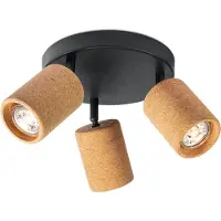 Home Sweet Home Landelijke LED Opbouwspot Cork - Zwart - 19/19/16.5cm - Dimbaar - plafonniere gemaakt van kurk en metaal - inclusief LED lichtbron - GU10 fitting - 5W - 390lm - 3000K - warm wit licht