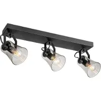 Home Sweet Home Moderne LED Opbouwspot Edge - Zwart - 48/10/18.5cm - Dimbaar - plafonniere gemaakt van glas en metaal - inclusief LED lichtbron - E14 fitting - 4W - 400lm - 2700K - warm wit licht