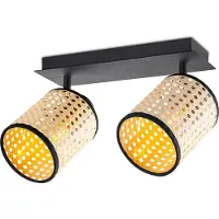 Home Sweet Home Landelijke LED Opbouwspot Dean rotan - Rotan - 30/10/22cm - plafonniere lampenkap gemaakt van rotan - geschikt voor E27 lichtbron