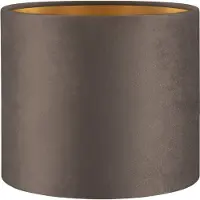 Home Sweet Home Fluweel - Velvet Lampenkap - Cilinder - Grey + goud - Luxe stijl - ø20 x 17 cm - E27 fitting - voor tafellampen en Pendellamp - voor woonkamer en eetkamer