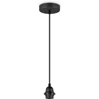 Home Sweet Home Fabric Hanglamp - 10/10/230 cm - inclusief de zwarte hanger en stoffen snoer - Met E27 lamphouder - Voor Lampenkap met doorsnede max.55cm - Voor Slaapkamers en Woonkamers