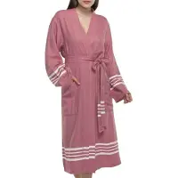 Lalay - hamam badjas Krem Sultan - dusty rose - XL - dames heren badjas - sauna badjas - dunne badjas - 100% gekamd katoen