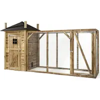 Voldux Hooiberg Eline XL - Kippenhok met ren - Naturel - 437x150x235 cm