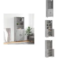 vidaXL Hoge Kast - Hoge Kasten - Hoge Kast Met Lade - Kast - Hoge kast 69-5x34x180 cm bewerkt hout betongrijs
