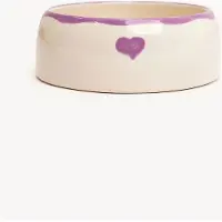 DOGGUO Heart Dogbowl Paars&Beige - Hondenvoerbak - Ø20x9 cm Grote Honden