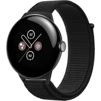 Strap-it Nylon smartwatch bandje met klittenbandsluiting - geschikt voor de grotere Google Pixel Watch 3 - 45mm (zwart)