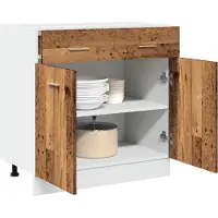 vidaXL - Onderkast - met - lade - Lyon - 80x46x81,5 - cm - bewerkt - hout - oud - houtkleurig
