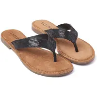 Lazamani Slippers Dames Zwart Leer Maat 38