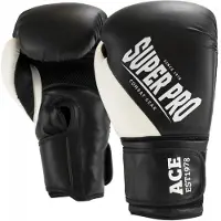 Super Pro Combat Gear ACE (kick)bokshandschoenen Zwart/Wit 6oz