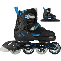 Nijdam Speed Combi Ice Skates Junior (verstelbaar) Zwart - Blauw - Grijs 29-32