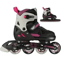 Nijdam Speed Combi Ice Skates Junior (verstelbaar) Zwart - Roze - Grijs 33-36