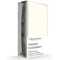 Romanette Topper Hoeslaken Ivoor (Katoen)-90 x 220 cm