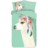 Good Morning kinderdekbedovertrek Lama Joey - katoen - eenpersoons (140x220 + 60x70 cm)