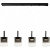 Highlight 5-lichts hanglamp Salerno zwart met smoke glas