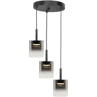 Highlight 3 Lichts Hanglamp Salerno Zwart Met Smoke Glas