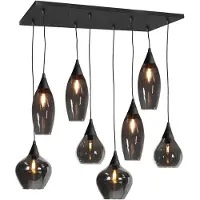 Highlight Hanglamp Cambio Zwart 8 Lichts Donker Smoke Glas
