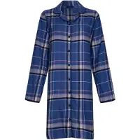 Pastunette Blauw flanellen doorknoopnachthemd