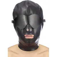 Fetish Tentation - Bondage Masker - Vrije Neusgaten en Mond - Afneembare Blinddoek - Zwart