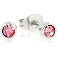 My Bendel - Edelstalen Oorsteker met Roze Zirkonia Steen 4 Mm - Roze Zirkonia Oorbellen: Stalen Elegantie In 4mm - met Luxe Cadeauverpakking | Sieraden Voor Dames