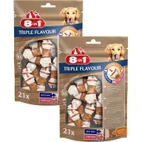 8In1 Delights Kauwknook Triple Flavour - Hondensnacks - 2 x Kip Varken Rund 294 g 21 stuks Xs