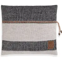 Knit Factory Roxx Sierkussen - Vierkant kussen - Kussen woonkamer - Bank kussen - Decoratie kussen - Beige/Zwart - 50x50 cm - Kussenhoes inclusief kussenvulling