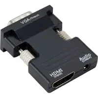 Dolphix HDMI naar VGA + 3,5mm Jack adapter - compact / zwart