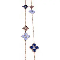 Sophie Lange zilveren collier halsketting roos goud verguld Model Sugary Sweetness gezet met blauwe stenen