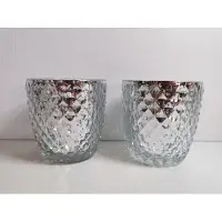 JEAN Products Set van 2xTheelicht Zilver 7x7,50cm Waxinelichthouder Rond Geruit