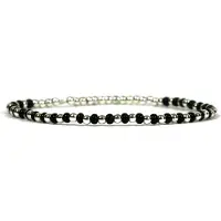 Chique - 925 Sterling zilver dames armband - zwarte stenen