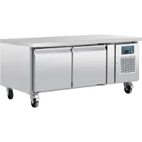 Polar Gastronorm Koelwerkbank - 2-deurs - Laag Model - 214 Liter - 65(h) x 136(b) x 70(d)cm