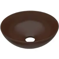 vidaXL Wastafel rond keramiek donkerbruin