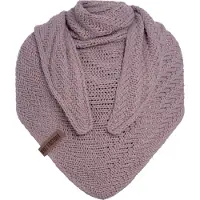 Knit Factory Sally Gebreide Omslagdoek - Driehoek Sjaal Dames - Dames sjaal - Wintersjaal - Stola - Wollen sjaal - Roze sjaal - Mauve - 220x85 cm - Grof gebreid