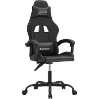 vidaXL Gamestoel draaibaar kunstleer zwart