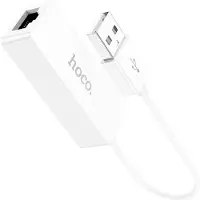 Hoco Ethernet Adapter - USB-A naar RJ45 - 100 Mbps - Wit