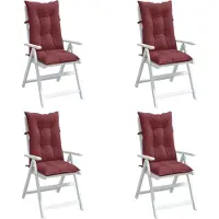 vidaXL Stoelkussens 4 st hoge rug 120x50x7 cm stof gemêleerd wijnrood
