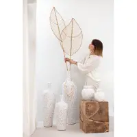 J-Line vaas Lauwra - cement - wit - medium - 80 cm hoog