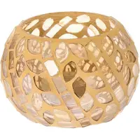 Riverdale | Sfeerlicht Mel glas geel 10x10x7 cm waxinelichthouders | NADUVI