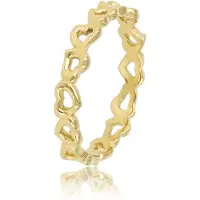 My Bendel - Ring Goudkleurig met Hartje - Goudkleurige Ring - Open Hartjes Patroon - Hypoallergeen - met Luxe Cadeauverpakking | Sieraden Voor Dames | Maat 18.00 Mm / Maat 57