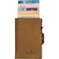 Tony Perotti pasjes RFID portemonnee (6 pasjes) met papiergeldvak - bruin vintage leer
