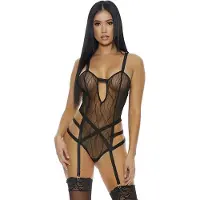 Forplay See You Peeking - Mesh Teddy black Extra Larg