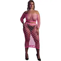 Ouch! Glow in the Dark Crop top met lange mouwen en lange rok - Roze