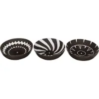 J-Line Kom rond patroon D18x6cm - Set van 3 - Zwart/Wit
