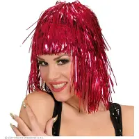 Finidi Disco pruik lurex rood