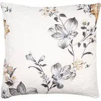 Clayre & Eef Kussenhoes 50x50 cm Wit Grijs Polyester Bloemen