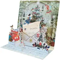 Pictura Pop-up Kerstkaart - kerstpost - 3D pop-up kerstkaart -Letter for Santa Claus - Brief voor de Kerstman - Blanco