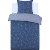 Vision Home VISION Hugo - Tweezijdig omkeerbaar Dekbedovertrekset - 100% katoen: zacht en soepel - Eenpersoons - Dekbedovertrek 140 x 200 cm met 1 bijhorende sloop - Blauw - Oekotex gecertificeerd