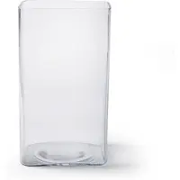 Merkloos Jodeco Bloemenvaas Cubic - helder transparant glas - D13x10 x H23 cm - vierkant/accubak - Vazen