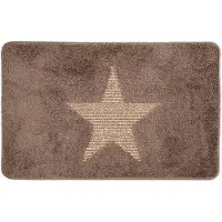 Clayre & Eef Badmat 78x48x1 cm Bruin Polyester Rechthoek Ster Bruin