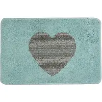 Clayre & Eef Badmat 58x38x1 cm Blauw Polyester Rechthoek Hart Blauw