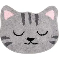Clayre & Eef Badmat 60x50x1 cm Grijs Polyester Kat Grijs